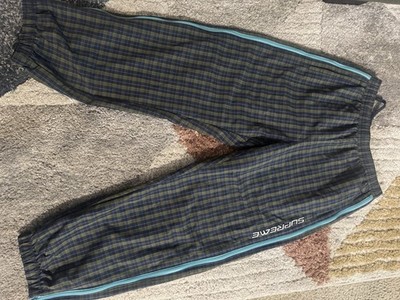 Supreme Men's Plaid Full Zip Tracksuit Track Jacket, Pockets Size S Blue/Green