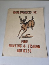 Ideal Products Inc Buck Deer Fine Hunting Fishing Articles Store Sign Vintage Ad