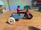 GREAT Original! Hubley 1724B Motorcycle Cop w/Side Car 4” 1930s Cast Iron