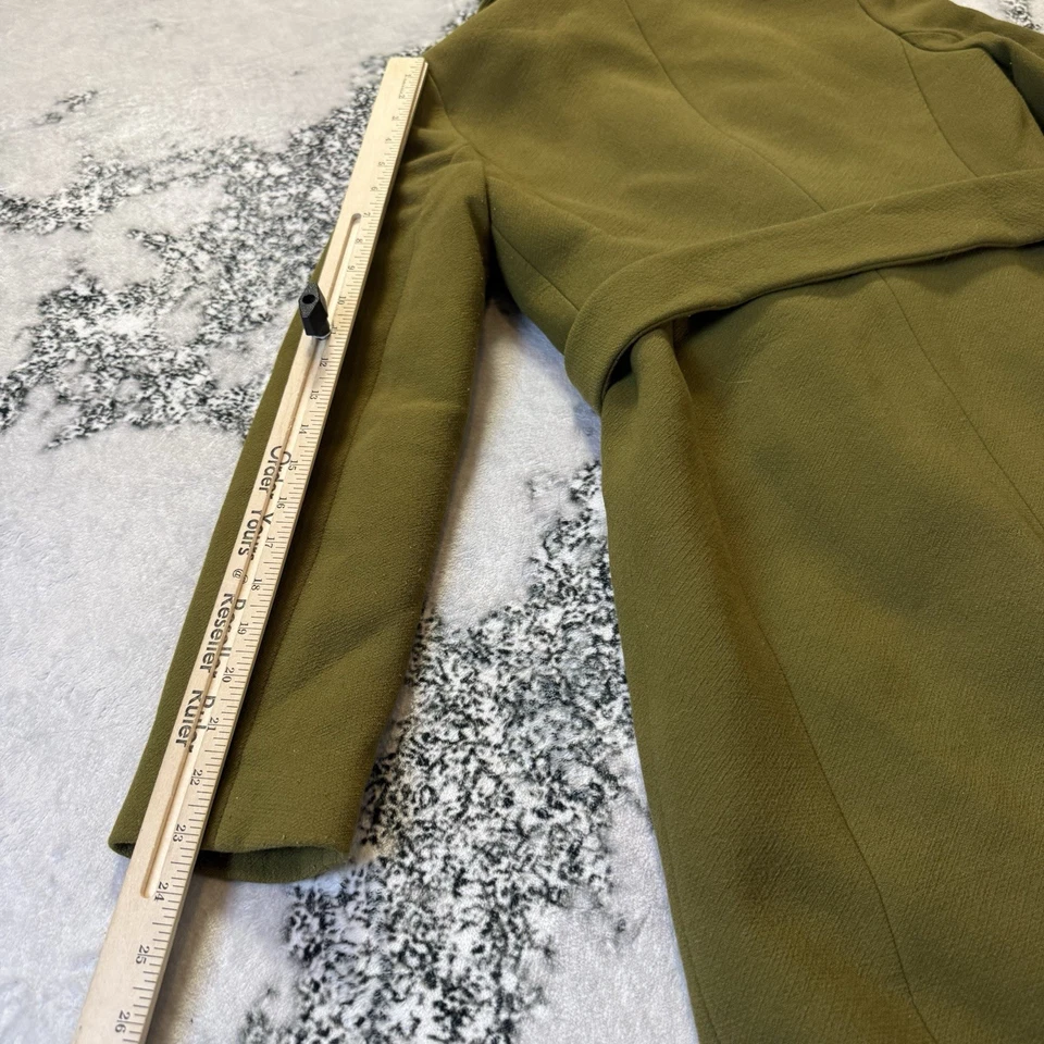 Abrigo J Crew Mujer Talla 2 Verde Dama Día Italiano Doble Tela Mezcla Lana Cinturón Foto 3 de 4