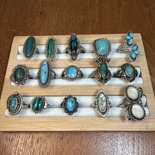 15 native american navajo jewelry STERLING SILVER /turquoise vintage ring lot (2