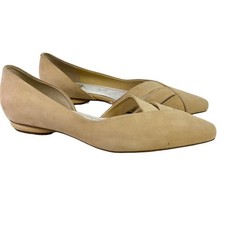 Franco Sarto Braela Womens Almond Toe Beige Flats Slip On Shoes Dorsay sz 8 M