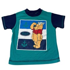 Vintage 90s Disney Winnie The Pooh Graphic Color Block Sailor Kids T Shirt 4T