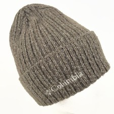 Columbia Adult Unisex Beanie Hat Mens Womens Brown Ribbed Knit Warm Hat One Size