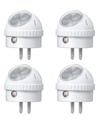 Plug in Night Lights into Wall, Dusk to Dawn Sensor, 360° Rotating, 4 Pack