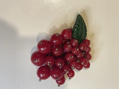 Bakelite Berries and Leaf Clip  Jewelry Charming!