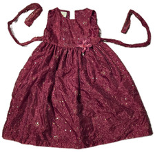 MARMELLATA GIRLS Size 6 FANCY Circle Maroon Glitter Lace Floral DRESS Occasion