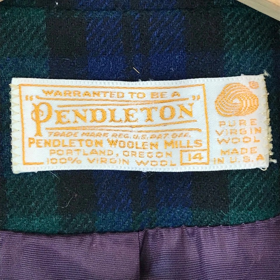 Blazer Vintage Pendleton Lã Xadrez Verde Feminino Tamanho 14 Clássico - Imagem 3 de 4