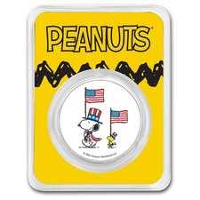 Peanuts® Patriotic Snoopy & Woodstock 1 oz Colorized Silver 96.66 per troy oz