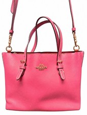 COACH Mollie Tote 25 C4084 Pink Pebbled Leather 2-Way Crossbody/Matching Wallet