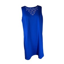Tommy Hilfiger Royal Blue Sleeveless Laser Cut Shift Dress with Pockets 14 P