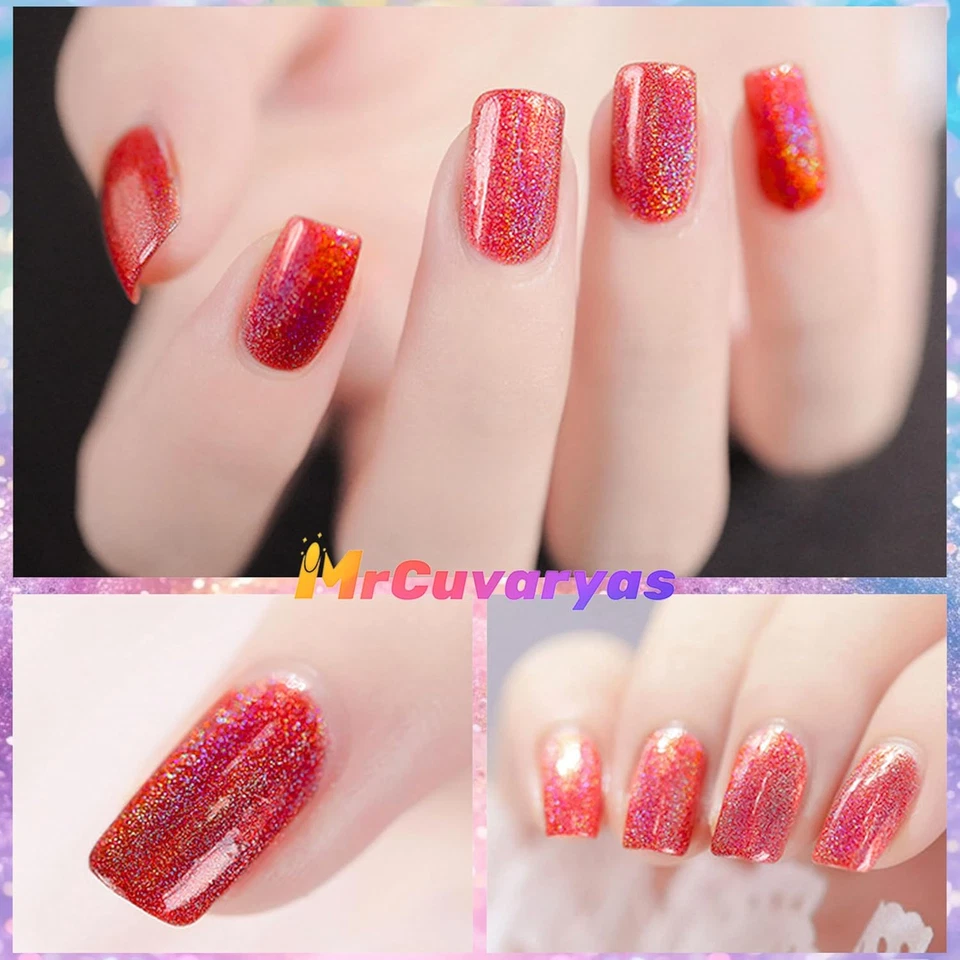 Rot Schimmer Nagellack Chrom holographischer Lasereffekt 7ml - Bild 3 von 4