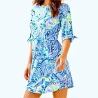 Lilly Pulitzer XL Preston Tee Shirt Dress Blue Green Pink Pinch Pinch