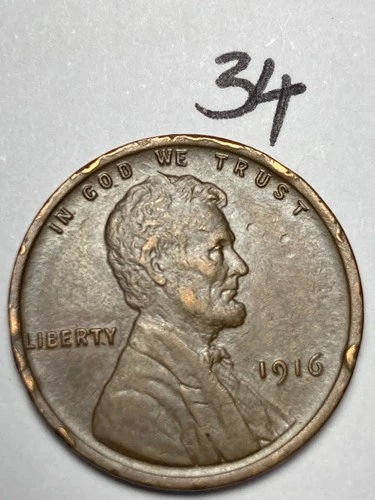 1916 LINCOLN WHEAT CENT,  high condition coin, XF, nice sharp details #34
