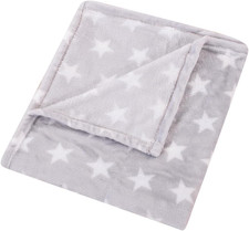 Flannel Fleece Star Throw Blanket Grey - Soft Plush Cozy Fuzzy Microfiber Blanke