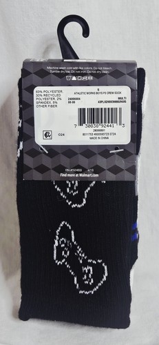 Athletic Works Boys Crew Socks Galaxy Video Game 3 Pairs Size Small (4.5-8.5) - Picture 3 of 4