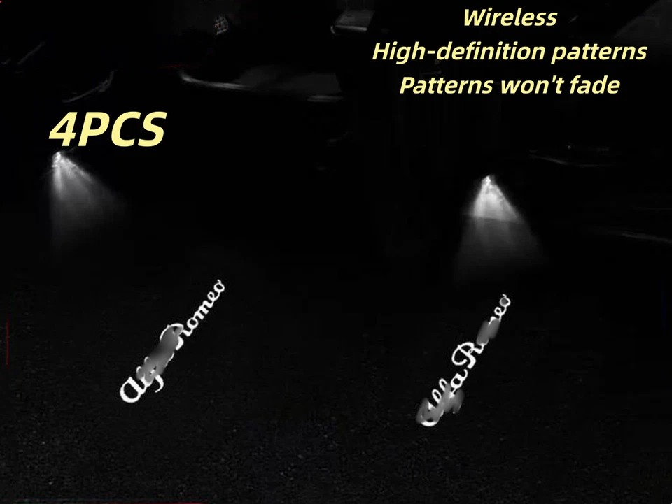 4X Luz láser sombra cortesía paso puerta LED para Alfa Romeo Stelvio Foto 2 de 3