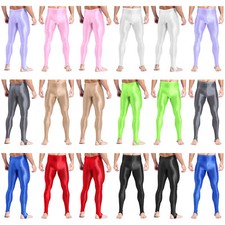 Men Stockings Shiny Pantyhose Oil Tights Stretchy Sports Control Pants Gym Open