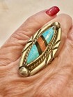 Vintage Zuni multi Stone Inlay Sterling Silver Ring Sz 5 12.6gr.Signed — photo 1