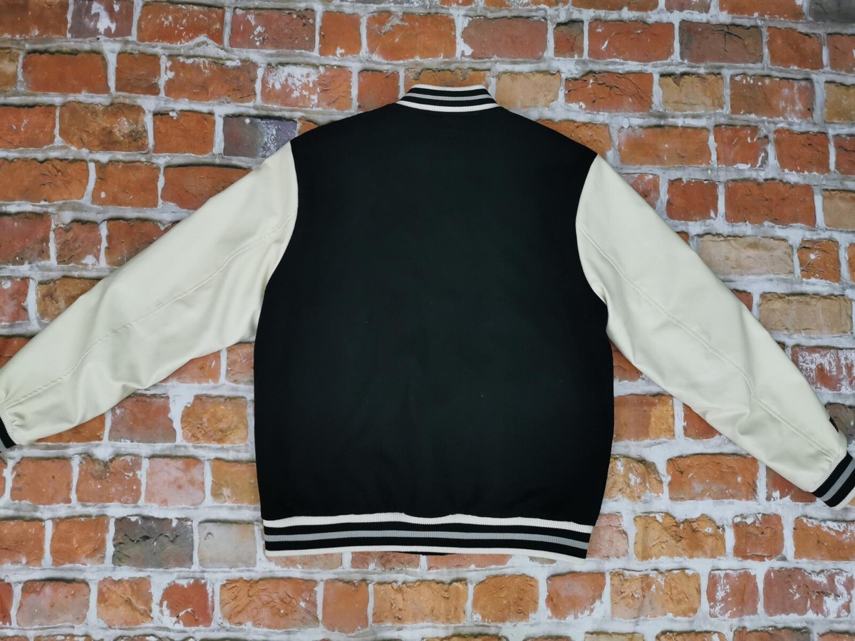 Veste FUBU Hip Hop Vintage Noir Et Beige - Style Varsity College Années 90 - Taille L