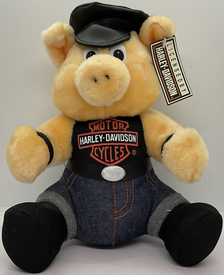Vintage 1993 Harley Davidson Motorcycles Plush Hog Biker Pig