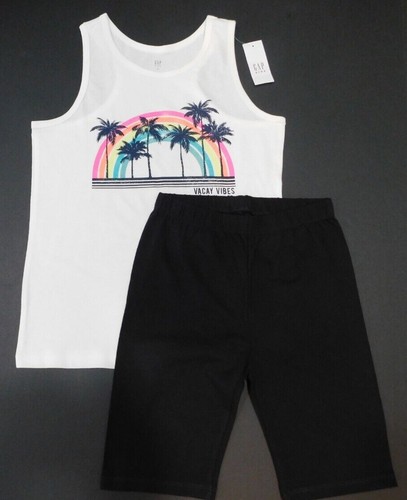 GAP Girl Tank Top Shorts White Black Multi SIZE M/8 & L/10 Beach Vacation NEW - Picture 6 of 6