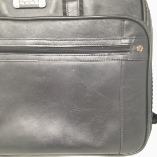 Kenneth Cole Reaction Black Leather Laptop Briefcase Bag Handles Shoulder Strap - Picture 7 of 24