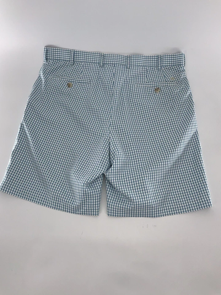 Pantalones cortos de golf Peter Millar Wicking E4 para hombre talla 37 Blanco Azul Cuadros Poli YGI P4-246 Foto 4 de 4