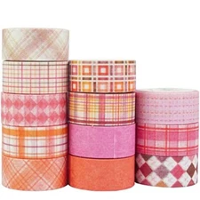 YUBX Basic Grid Washi Tape Set 12 Rolls Plaid Decorative Masking Tapes for 