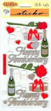 NIP Sticko HAPPY ANNIVERSARY stickers Roses Gifts Champagne Celebration Stickers