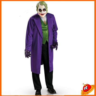 Costume Carnevale Halloween Uomo Joker Batman Dark Knight Tg 52-58