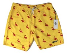 Neff Mens Facets Yellow Flamingo Hot Tub Shorts Swim Trunks NWT L, XL
