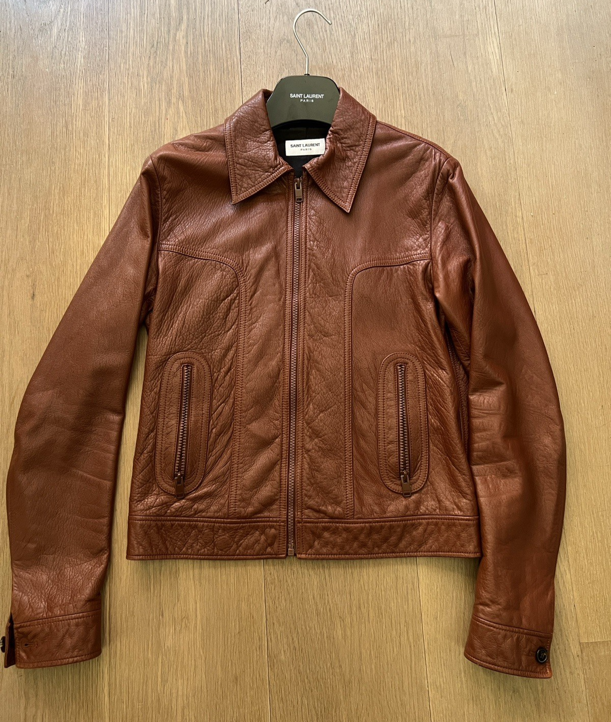 Giacca cognac Saint Laurent Paris FW16 Tg48