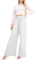Women Ladies Palazzo Plain Flared Wide Leg Pants leggings Baggy Trousers