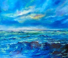 Ocean Painting Seascape Original Art Abstract Artwork Large Sea Painting