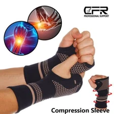 Copper Arthritis Compression Gloves Hand Wrist Support Joint Pain Relief Sports