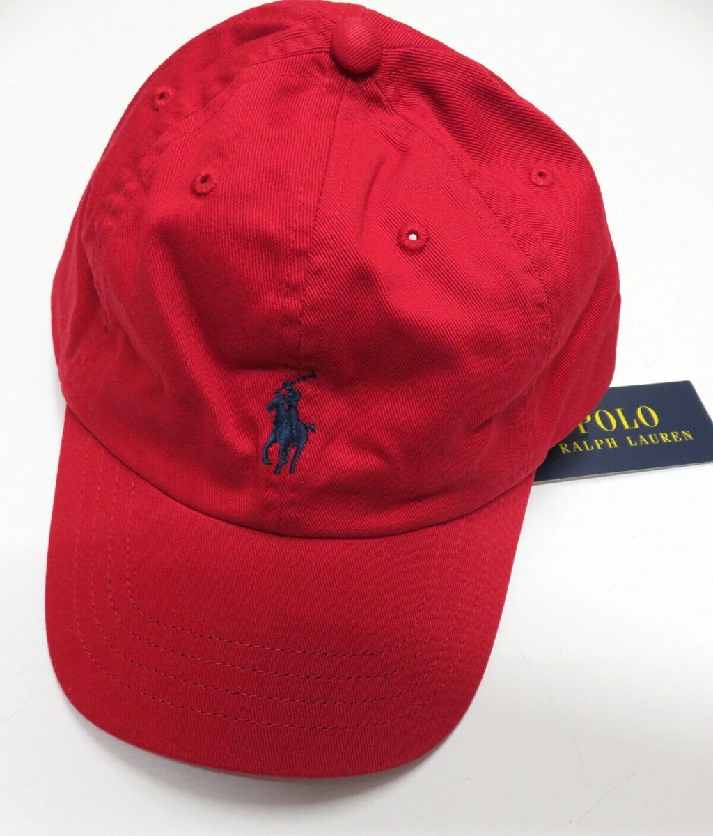 NEW Polo Ralph Lauren boys red baseball cap hat Age navy