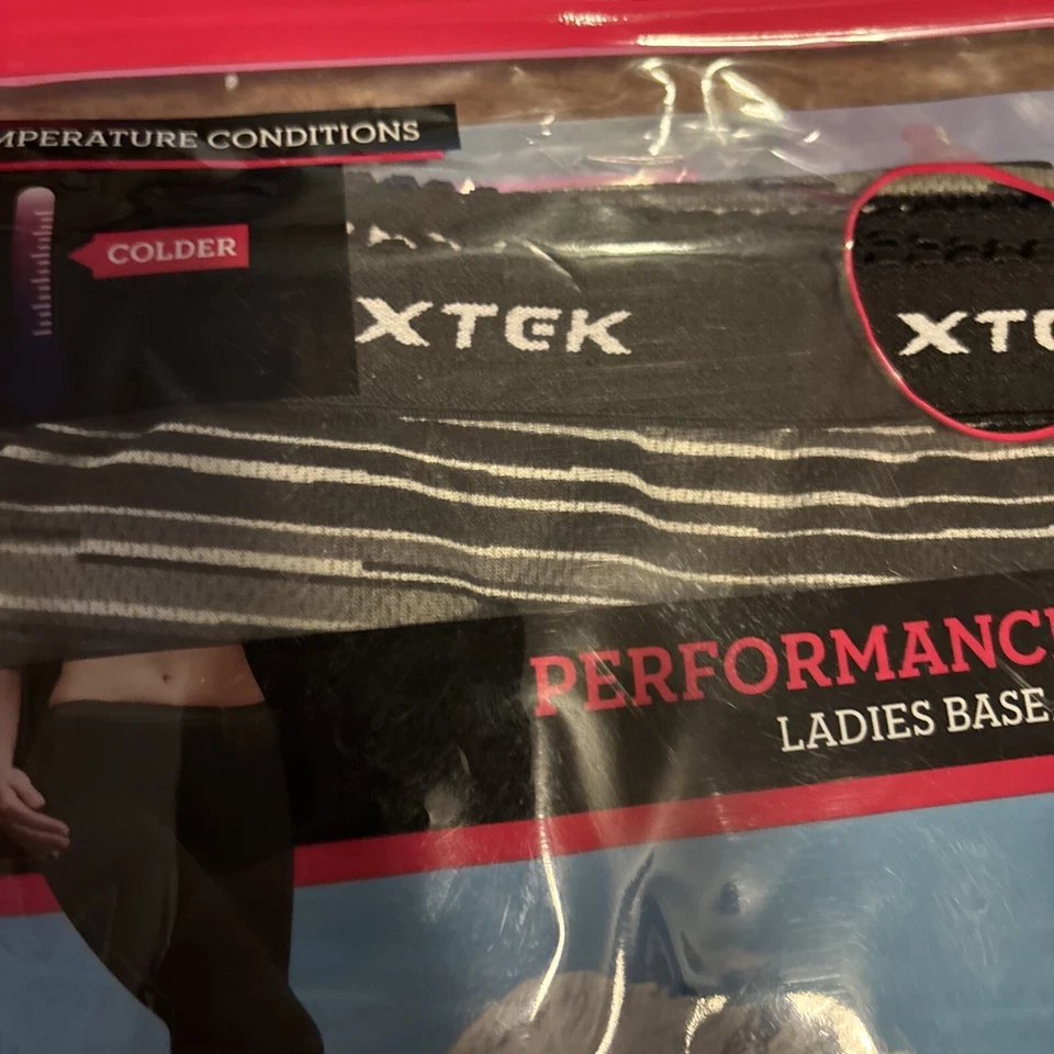 XTek Ladies Base Layer Pant Performance Mesh Black /Gray Stripped Size L - Image 2 of 3