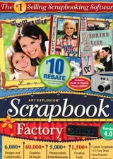 Art Explosion Scrapbook Factory 4.0 Deluxe w/ Manual PC DVD share memories BOX
