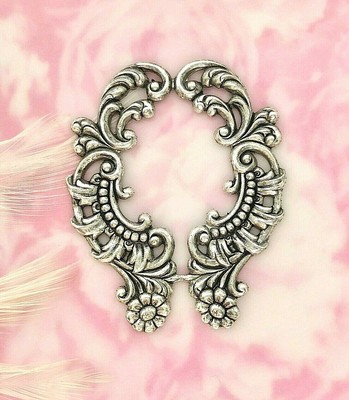 Download ANTIQUE SILVER CREST Scroll Flourish Flower & Leaf ...