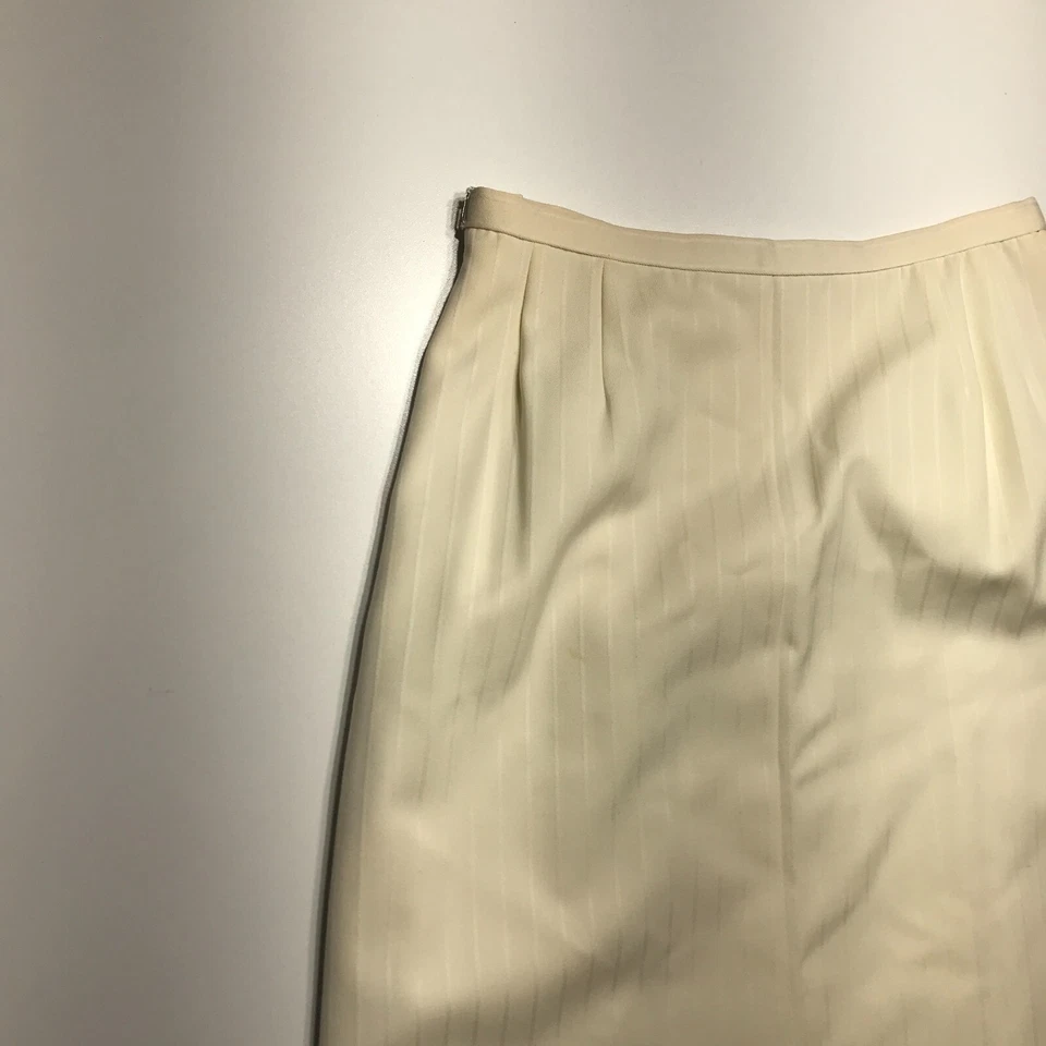 Bill Blass Skirt Womens 8 Cream w/ Black Side Stripe Pencil Midi Career Work USA - Image 4 of 4