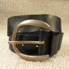 Vintage Petrol Industries Mens Leather Belt 34 Medium Black Silver Buckle Italy