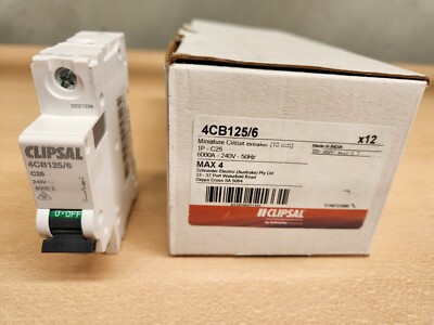 Mcb 6Ka 25A 1 Pole 240V Ac C-Curve 1 Module Din Rail Mounting Clipsal 4CB125/6
