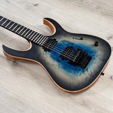 Mayones Duvell Elite Pro 6 Guitar, 4a Curly Poplar Top, Galaxy Eye Blue Satine