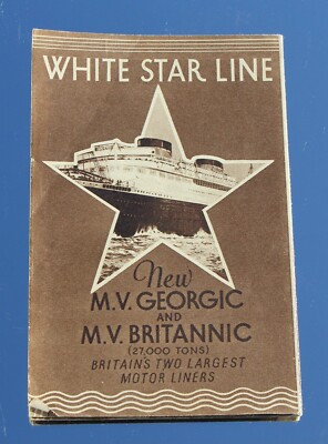 WHITE STAR LINE BRITANNIC GEORGIC UNGEWÖHNLICHER ART DECO MINI KLAPPFLIEGER UM 1930