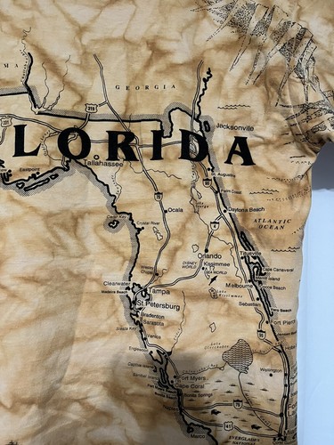 Vintage Gildan Florida State Road Map All Over Print AOP T-Shirt Large braun/hellbraun - Bild 12 von 17