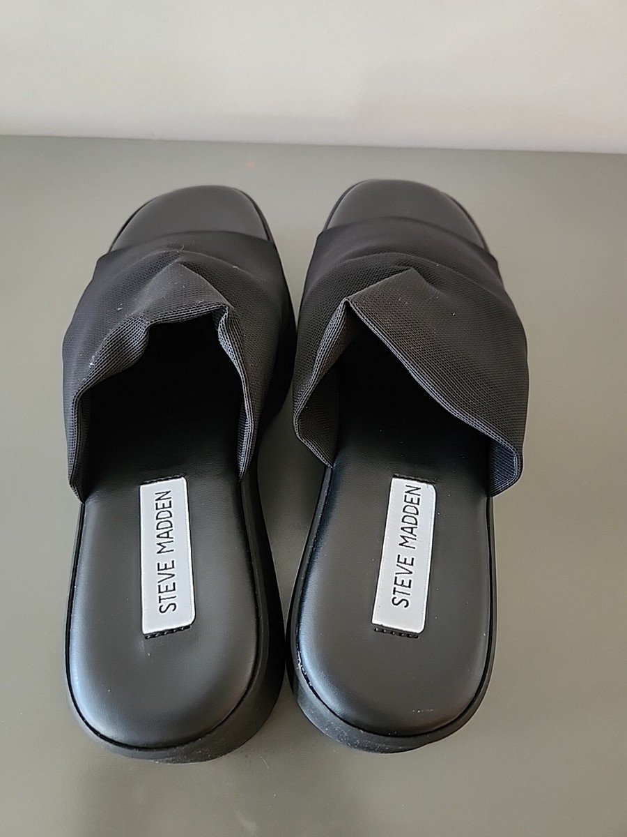 Steve Madden Slinky 30 Black Slide Platform Shoes Sz 9 | eBay
