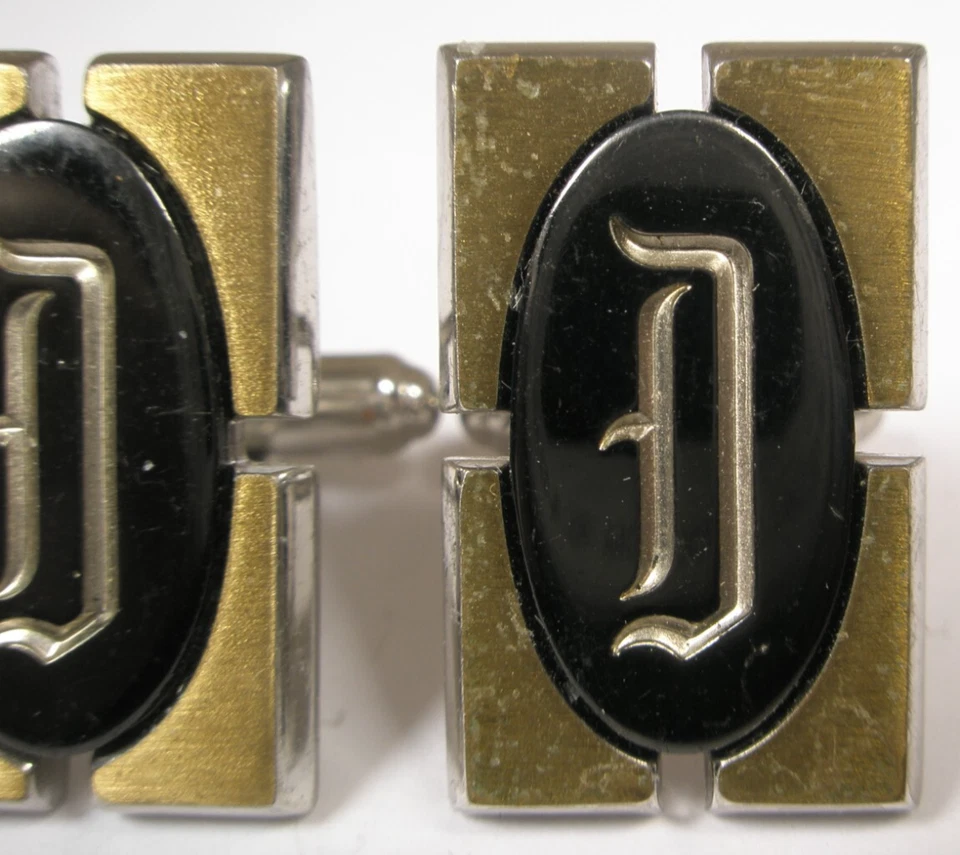 D Monogram Initial Letter Gold Tone Vintage HICKOK Cuff Links david darrell - Image 4 of 4