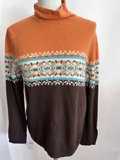Jones New York signature Merino wool cashmere Angora sweater brown orange SizeXL