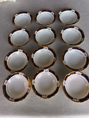 GERMAN DEMOCRATIC REPUBLIC ECH KOBALT DESERT BOWL, PORCELAIN FINE CHINA 